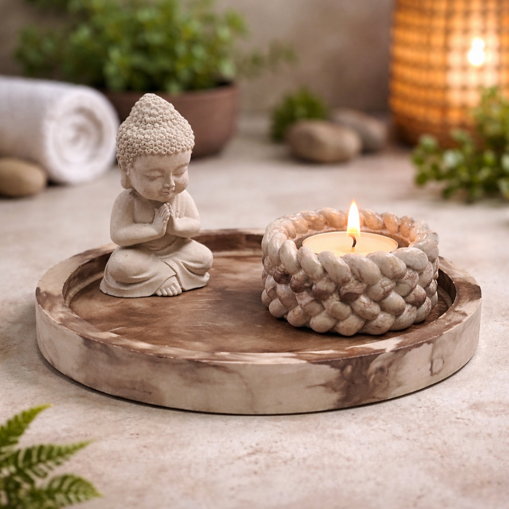 Spiritual Buddha Tealight Candle Decor Set for Home, Office & Wellness Spaces